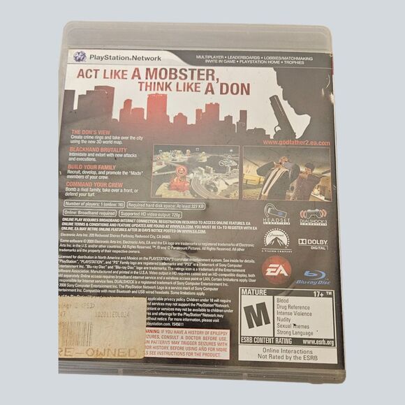 PS3 The Godfather II Video Game. Good Condition. ITEM #3626 - Picture 2 of 4